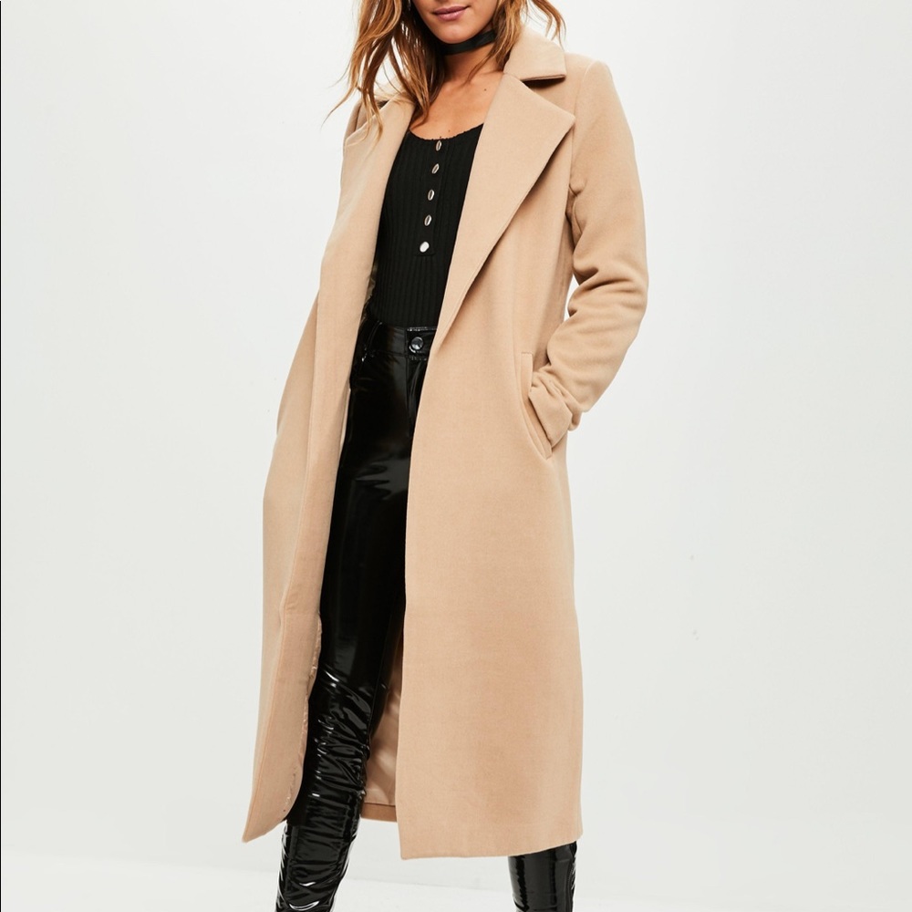 Misguided wool camel duster coat